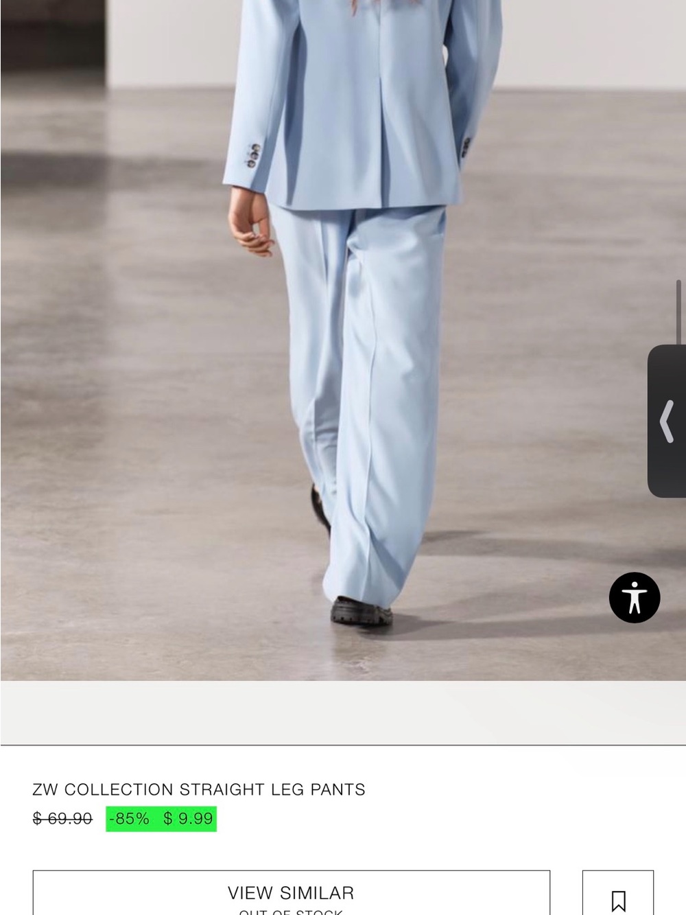 Zara Light Blue Straight Leg Pants